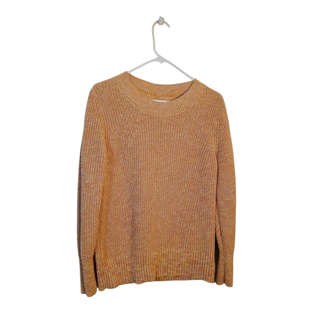 GAP Coral Sunset All Cotton Ribbed Knit Shaker Crewneck Sweater Women's Size Med
